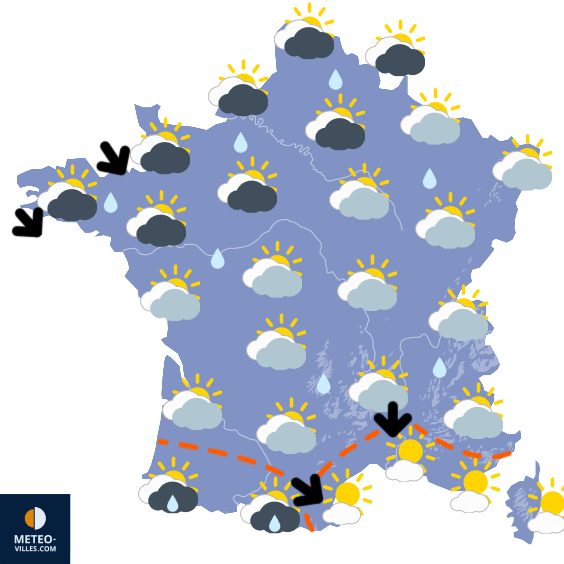 Carte de prévisions du temps du Vendredi 3 avril 2026