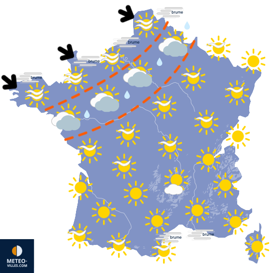 Carte de prévisions du temps du Samedi 4 avril 2026