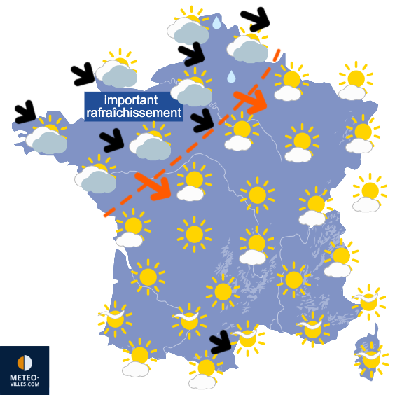 Carte de prévisions du temps du Dimanche 5 avril 2026