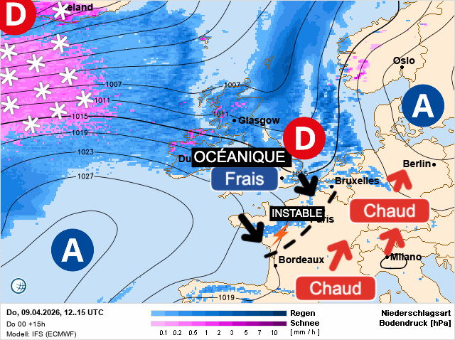Carte de prévisions d'europe du Jeudi 9 avril 2026