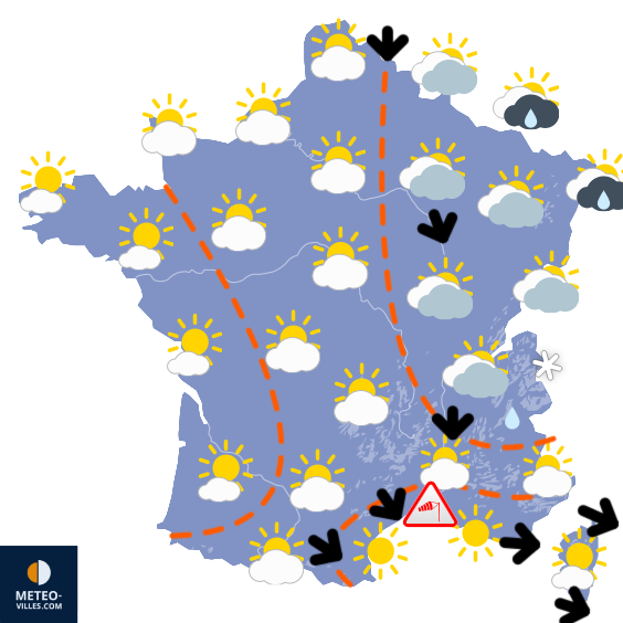 Carte de prévisions du temps du Lundi 6 avril 2026