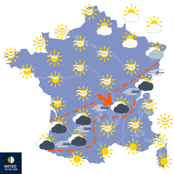 Carte de prévisions du temps du Mardi 7 avril 2026