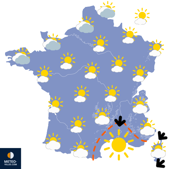 Carte de prévisions du temps du Dimanche 5 avril 2026