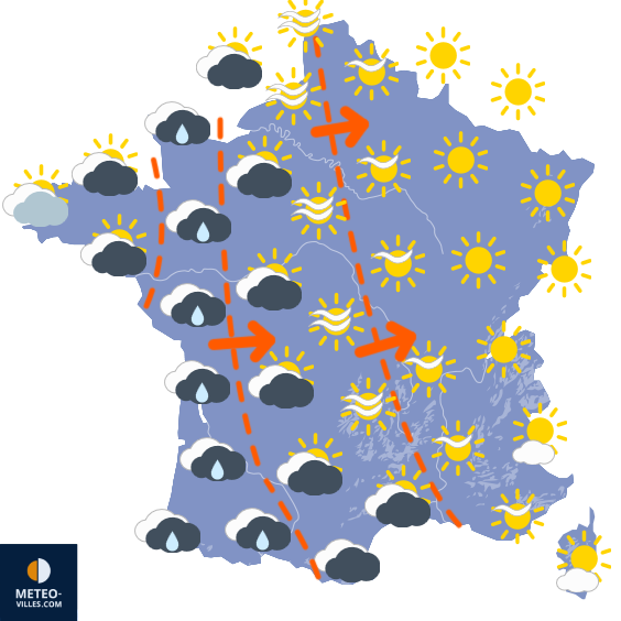 Carte de prévisions du temps du Mardi 7 avril 2026