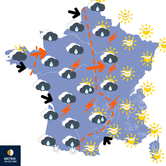 Carte de prévisions du temps du Mercredi 8 avril 2026
