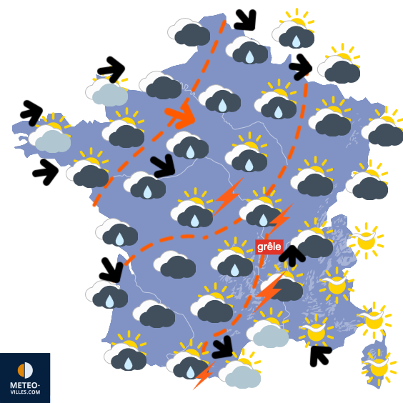 Carte de prévisions du temps du Samedi 11 avril 2026
