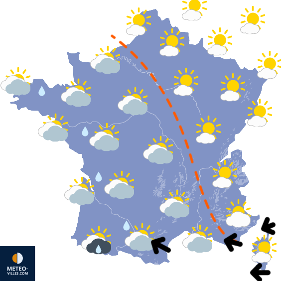 Carte de prévisions du temps du Dimanche 5 avril 2026