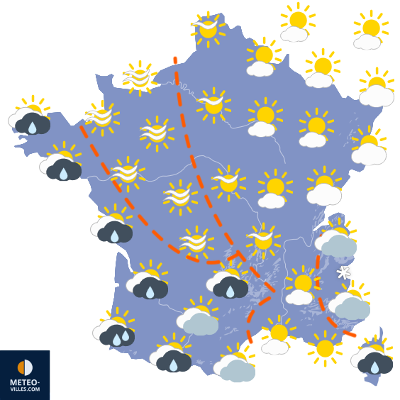 Carte de prévisions du temps du Dimanche 12 avril 2026