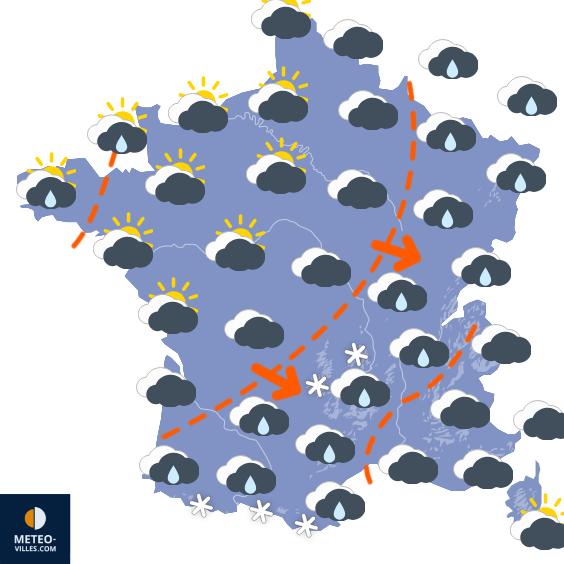 Carte de prévisions du temps du Mardi 7 avril 2026