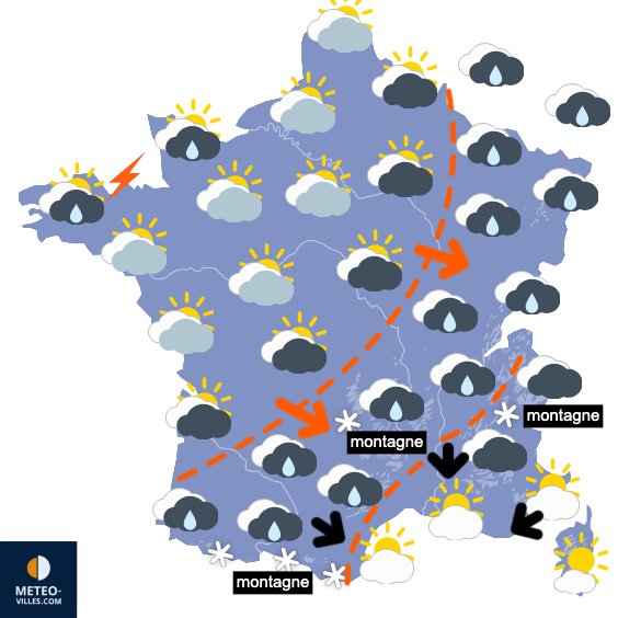 Carte de prévisions du temps du Mercredi 8 avril 2026