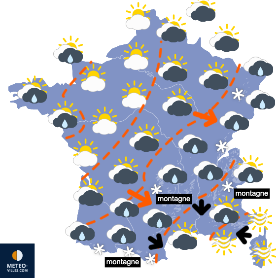 Carte de prévisions du temps du Dimanche 12 avril 2026