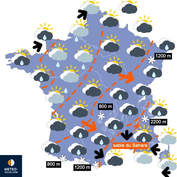 Carte de prévisions du temps du Dimanche 12 avril 2026