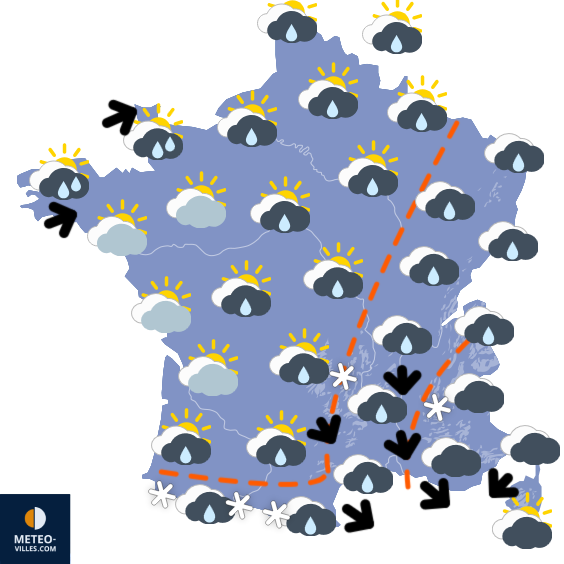 Carte de prévisions du temps du Mardi 7 avril 2026