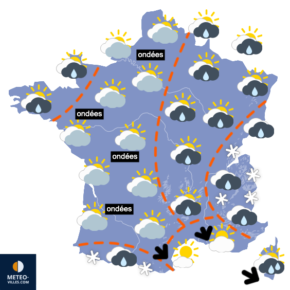 Carte de prévisions du temps du Mercredi 8 avril 2026