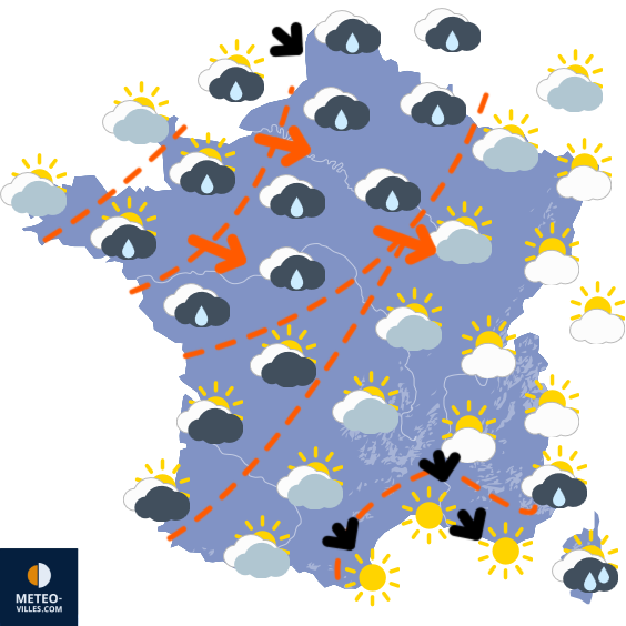 Carte de prévisions du temps du Mercredi 8 avril 2026