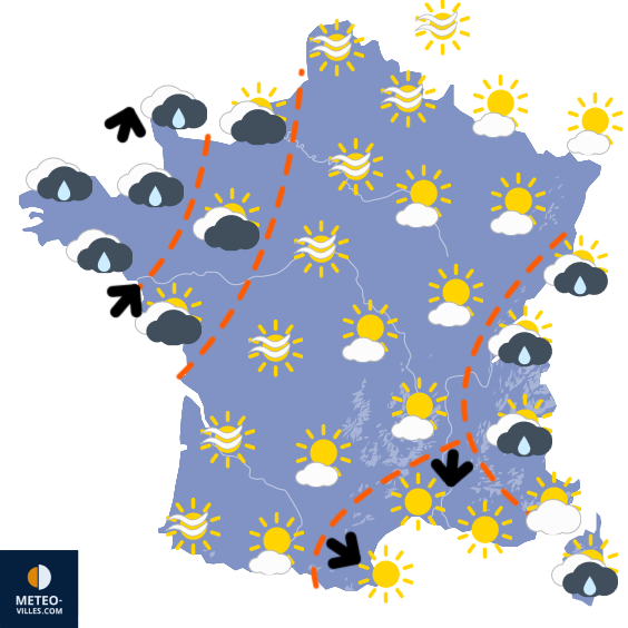 Carte de prévisions du temps du Samedi 11 avril 2026