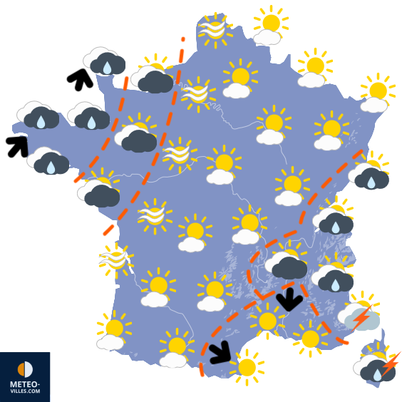 Carte de prévisions du temps du Dimanche 12 avril 2026