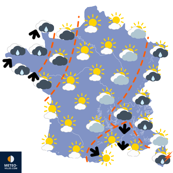 Carte de prévisions du temps du Lundi 13 avril 2026