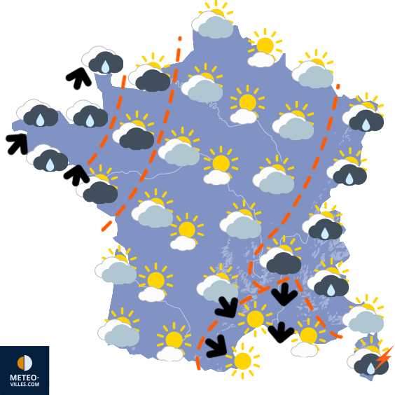 Carte de prévisions du temps du Mardi 14 avril 2026