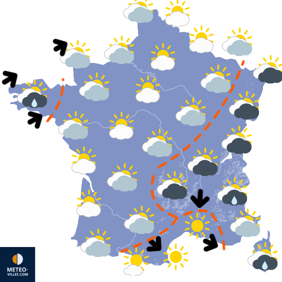Carte de prévisions du temps du Samedi 11 avril 2026