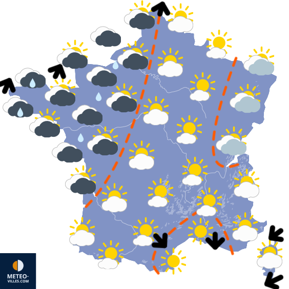 Carte de prévisions du temps du Lundi 13 avril 2026