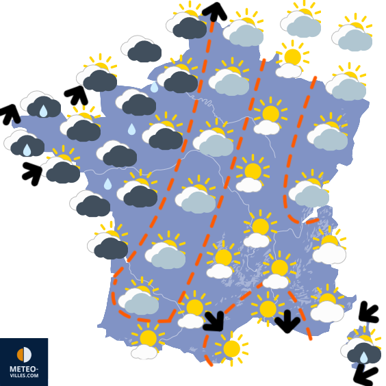 Carte de prévisions du temps du Mercredi 15 avril 2026