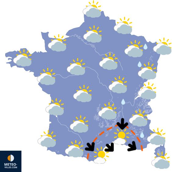 Carte de prévisions du temps du Samedi 11 avril 2026