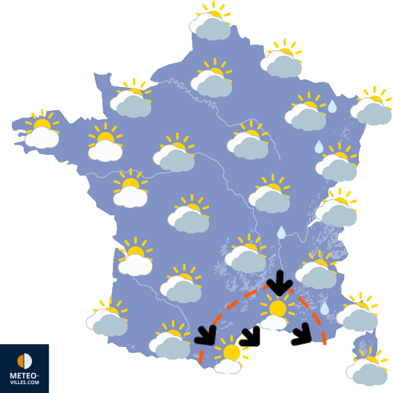 Carte de prévisions du temps du Dimanche 12 avril 2026