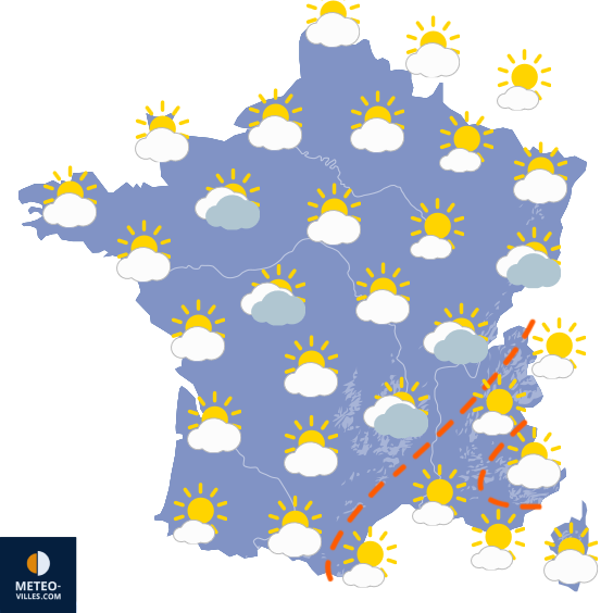 Carte de prévisions du temps du Lundi 13 avril 2026