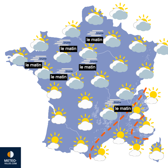 Carte de prévisions du temps du Mardi 14 avril 2026