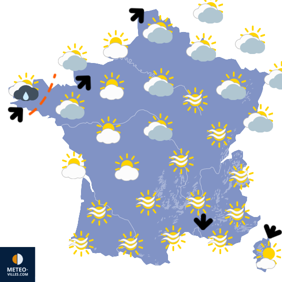 Carte de prévisions du temps du Samedi 11 avril 2026