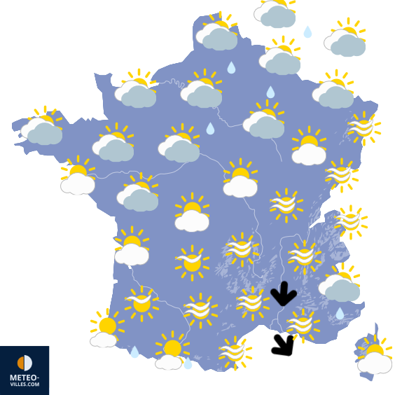Carte de prévisions du temps du Lundi 13 avril 2026