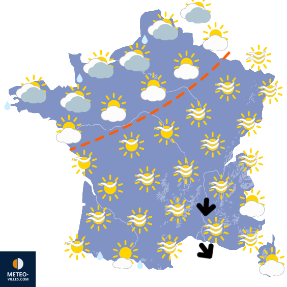 Carte de prévisions du temps du Mercredi 15 avril 2026
