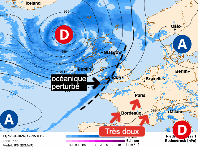 Carte de prévisions d'europe du Vendredi 17 avril 2026