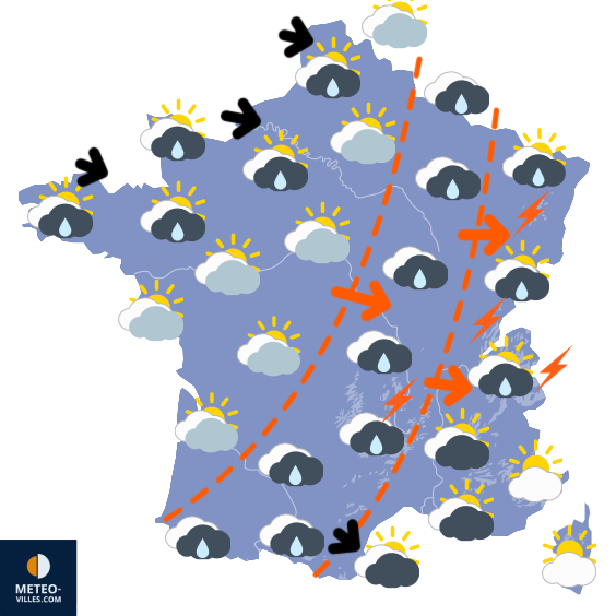 Carte de prévisions du temps du Samedi 11 avril 2026