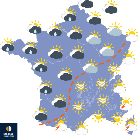 Carte de prévisions du temps du Dimanche 12 avril 2026