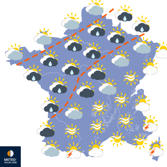 Carte de prévisions du temps du Lundi 13 avril 2026