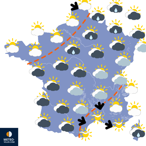 Carte de prévisions du temps du Mardi 14 avril 2026