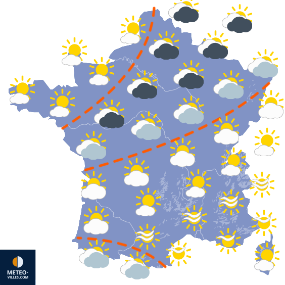 Carte de prévisions du temps du Mercredi 15 avril 2026