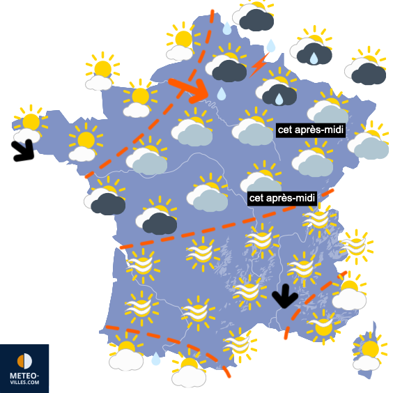 Carte de prévisions du temps du Samedi 18 avril 2026