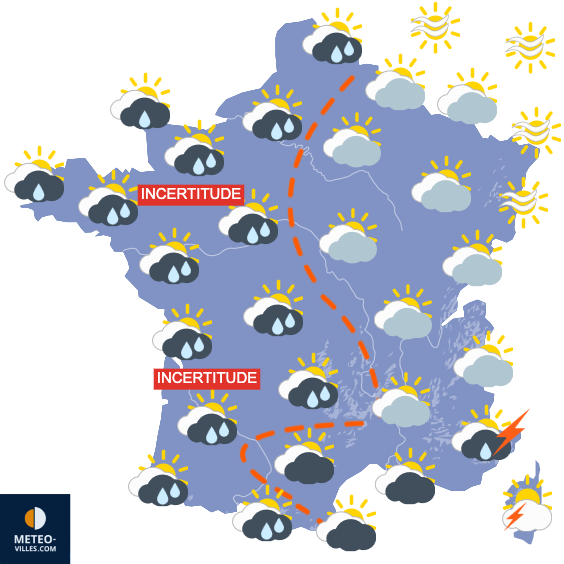 Carte de prévisions du temps du Dimanche 12 avril 2026