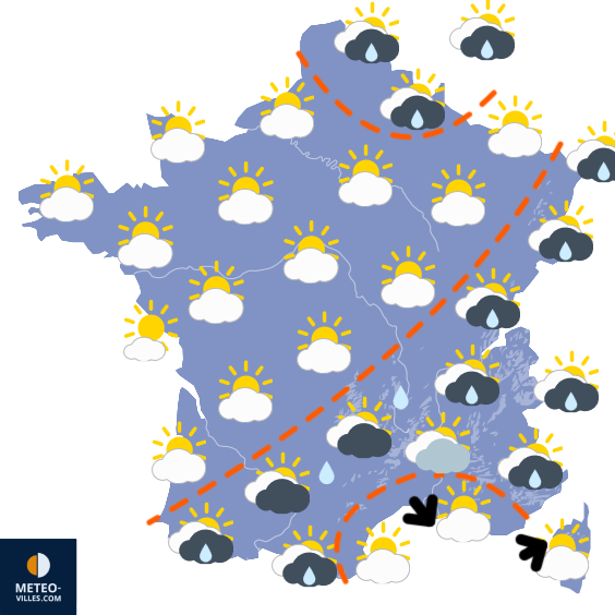 Carte de prévisions du temps du Lundi 13 avril 2026