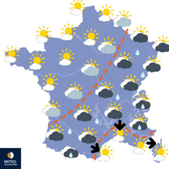 Carte de prévisions du temps du Mercredi 15 avril 2026