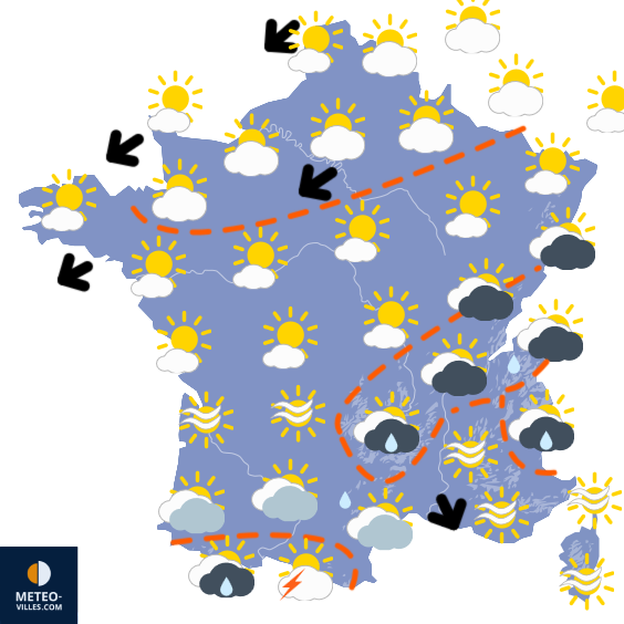 Carte de prévisions du temps du Samedi 18 avril 2026