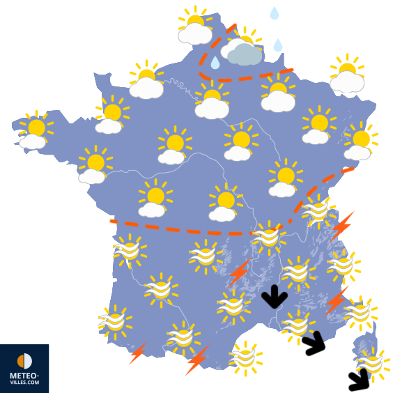 Carte de prévisions du temps du Samedi 18 avril 2026