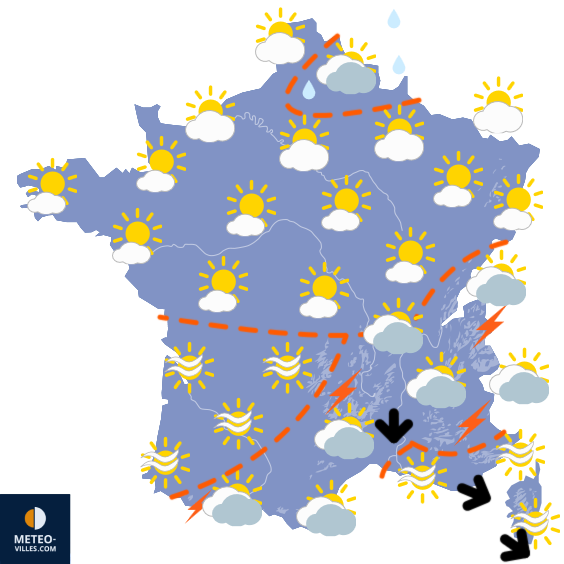 Carte de prévisions du temps du Dimanche 19 avril 2026