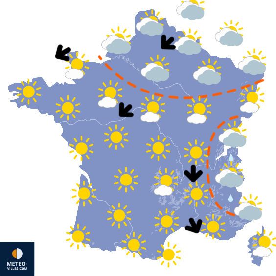 Carte de prévisions du temps du Mercredi 15 avril 2026