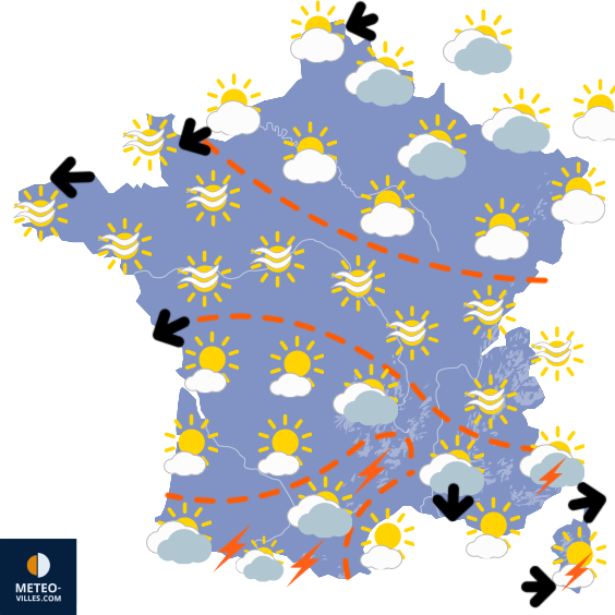 Carte de prévisions du temps du Dimanche 19 avril 2026