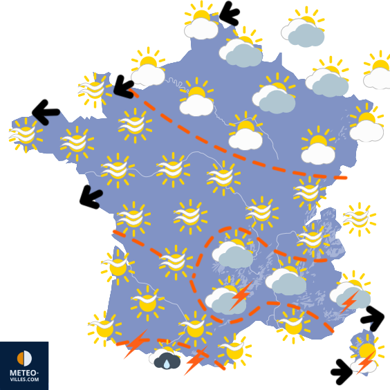 Carte de prévisions du temps du Lundi 20 avril 2026