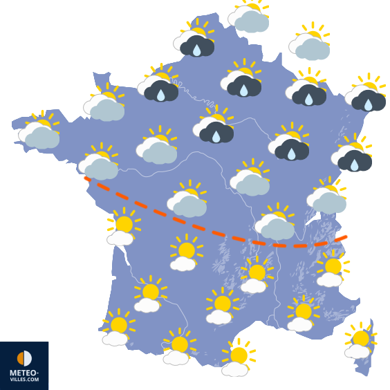 Carte de prévisions du temps du Mercredi 15 avril 2026